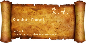 Kender Ahmed névjegykártya